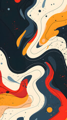 This captivating fluid art features a dynamic blend of red, orange, white, and black colors creating a bold and vibrant design, sure to add a touch of energy to any space