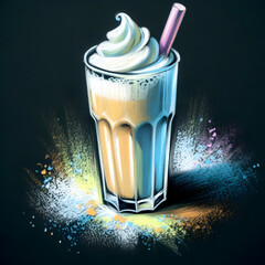 beverage artistic chalk milkshake illustration in vibrant design setting