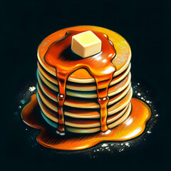 Product artistic  chalk pancake stack illustration in vibrant design setting