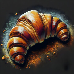 Product artistic  chalk croissant illustration in vibrant design setting