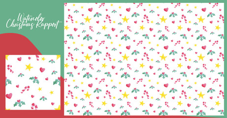 Chrtistmas Watercolor rapport for patter design in vibrant colors in png