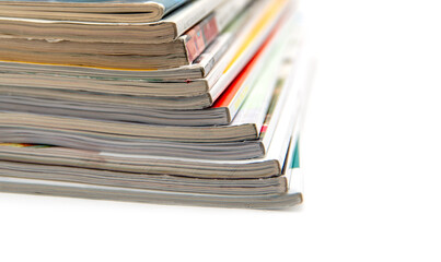 pile of magazines colorful isolated on a white background