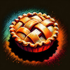 Product artistic  chalk pie illustration in vibrant design setting