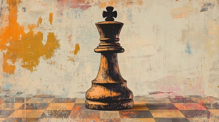 Modern chess-themed background with contrasting textures and simple piece placement, offering a clean and versatile design for content
