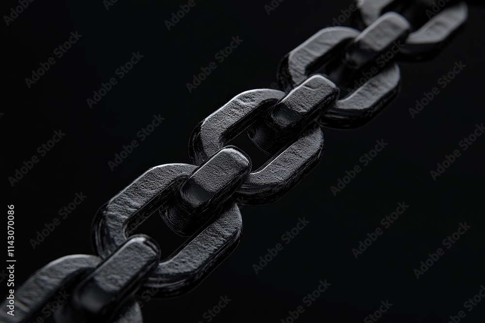 Poster dark interlinked chains: a digital business concept illustrating blockchain connections