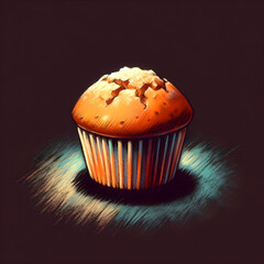 Product artistic  chalk cupcake illustration in vibrant design setting