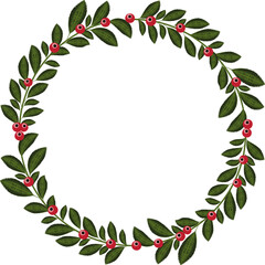Fototapeta premium Christmas Wreath with Red Berries