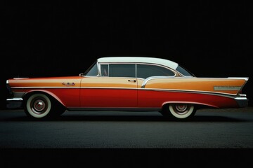 Profile of a 1950s Two-Tone Vintage Automobile: A Classic American Retro Car