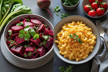 Healthy Beetroot Salad vs Cheesy Mac and Cheese Comparing Nutrition for Better Eating Choices
