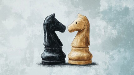 Abstract chessboard with classic pieces creating a modern and stylish background, perfect for strategic and conceptual visuals