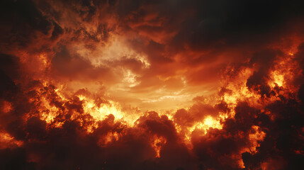 Dramatic scene destruction chaos sky is filled dark fiery illustration of hell's. Brimstone. Illustration