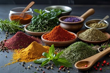 Aromatic Spices and Gourmet Herbs in a Vibrant Culinary Exploration