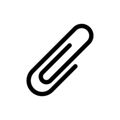Black isolated icon of paper clip on white background.