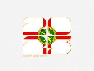 Abstract numbers 2025 with flag of Alderney.