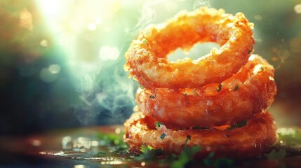 Obraz premium Crunchy Delight: Breaded Fried Onion Rings - Perfect Finger Food for Any Side Dish