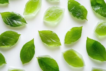 Obraz premium Delicate Gelatin Sheets on a Bright White Surface: Culinary Ingredient for Classical Cooking Preparations