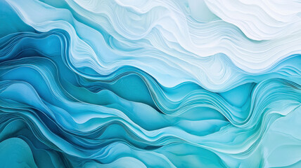 Fototapeta premium A serene, abstract representation of the ocean with calm, undulating waves in soft blues and turquoise tones, evoking tranquility and peacefulness.