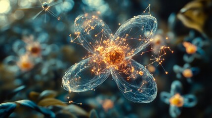 Obraz premium Closeup of glowing molecular structure in a scientific environment