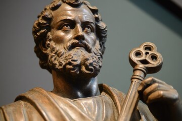 St. Peter's Iconic Sculpture: The Saint with Key Symbolography in Vatican's Historic Essence