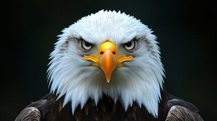 Fototapeta premium Eagle animal portrait showcasing majestic wildlife, bird of prey head closeup, beautiful predator with piercing gaze, nature powerful hunter in focus, wild raptor fierce expression.