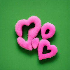 Vanentines Day Themed Heart Shaped Fluffy Furry Pillows Pink Park Background