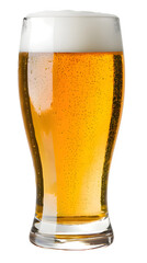 large pint of lager beer on transparent background
