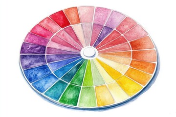 Obraz premium Impressionistic Watercolor Palette: Vibrant Color Wheel Spectrum on White Background