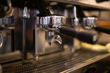 Professional coffee machine close-up. Coffee