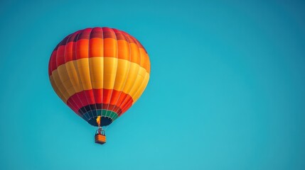Obraz premium Colorful hot air balloon soaring against a clear blue sky.