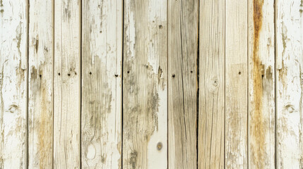 Weathered wooden planks with peeling paint and visible grain. Rustic and aged appearance adds character and texture.
