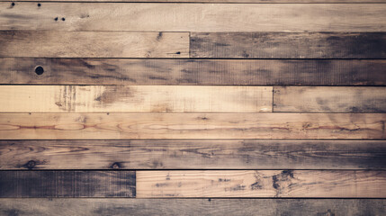 Weathered wooden planks with varied shades and textures arranged horizontally. Rustic and aged appearance adds character and depth.