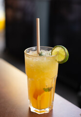 cold lemonade with mango and mint
