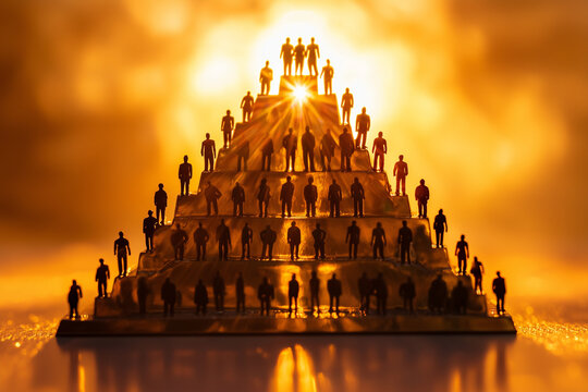 Symbolic pyramid of businesspeople representing MLM success