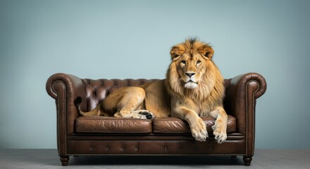 lion sit on sofa © Oor