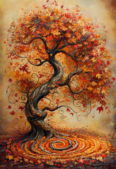 Beautiful tree in Autumn, generative AI