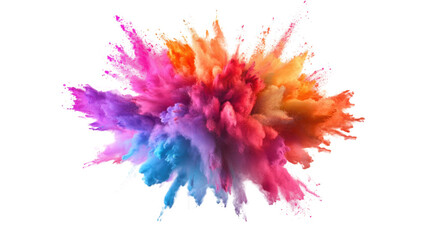 Colorful sand smoke explosion, transparent background