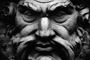 Zeus. The king of the gods the ruler of mount Olympus and the god of the sky and thunder. Black and white image. © zwiebackesser