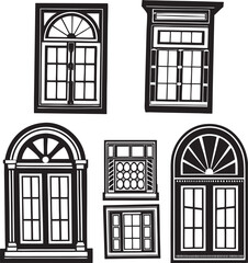 House windows silhouette vector art illustration file 