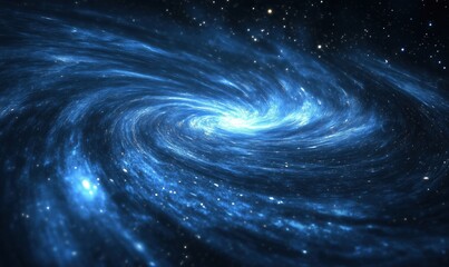 Fototapeta premium Spiral galaxy with blue hues and stars, swirling cosmic patterns, deep space, celestial beauty