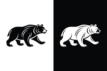 Bear running icon vector on White Background ,Vector Art Illustration on white background.