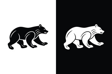 Bear running icon vector on White Background ,Vector Art Illustration on white background.