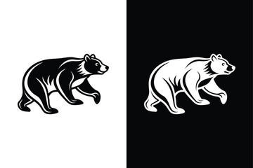 Bear running icon vector on White Background ,Vector Art Illustration on white background.