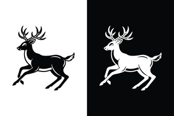 Deer running icon vector on White Background ,Vector Art Illustration on white background.