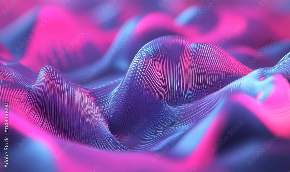 Poster abstract wallpaper created from magenta 3d undulating lines. colorful with copy-space.