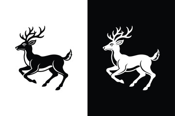 Deer running icon vector on White Background ,Vector Art Illustration on white background.