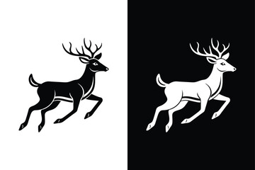 Deer running icon vector on White Background ,Vector Art Illustration on white background.