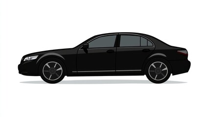 Fototapeta premium Black sedan car side view illustration.