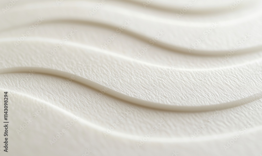 Poster textured white waves, soft undulating patterns on surface, subtle shadows and highlights create dept
