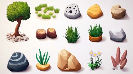 Fresh Healthy Food Collection of Fruits and Vegetables Isolated on White Background