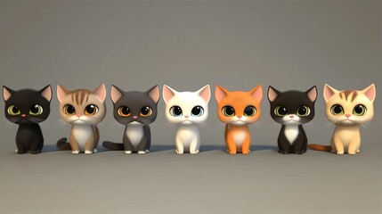 Fototapeta premium Adorable Cartoon Animals Vector Art Featuring Cute Cats Dogs and Kittens Isolated for Fun Family Love